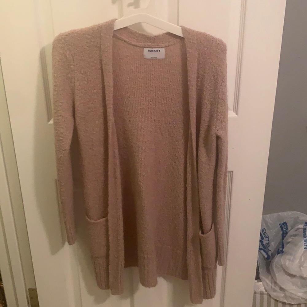 Long blush cardigan with pockets
